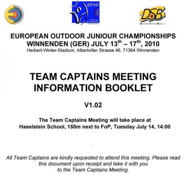 Team Captains Meeting Information Booklet